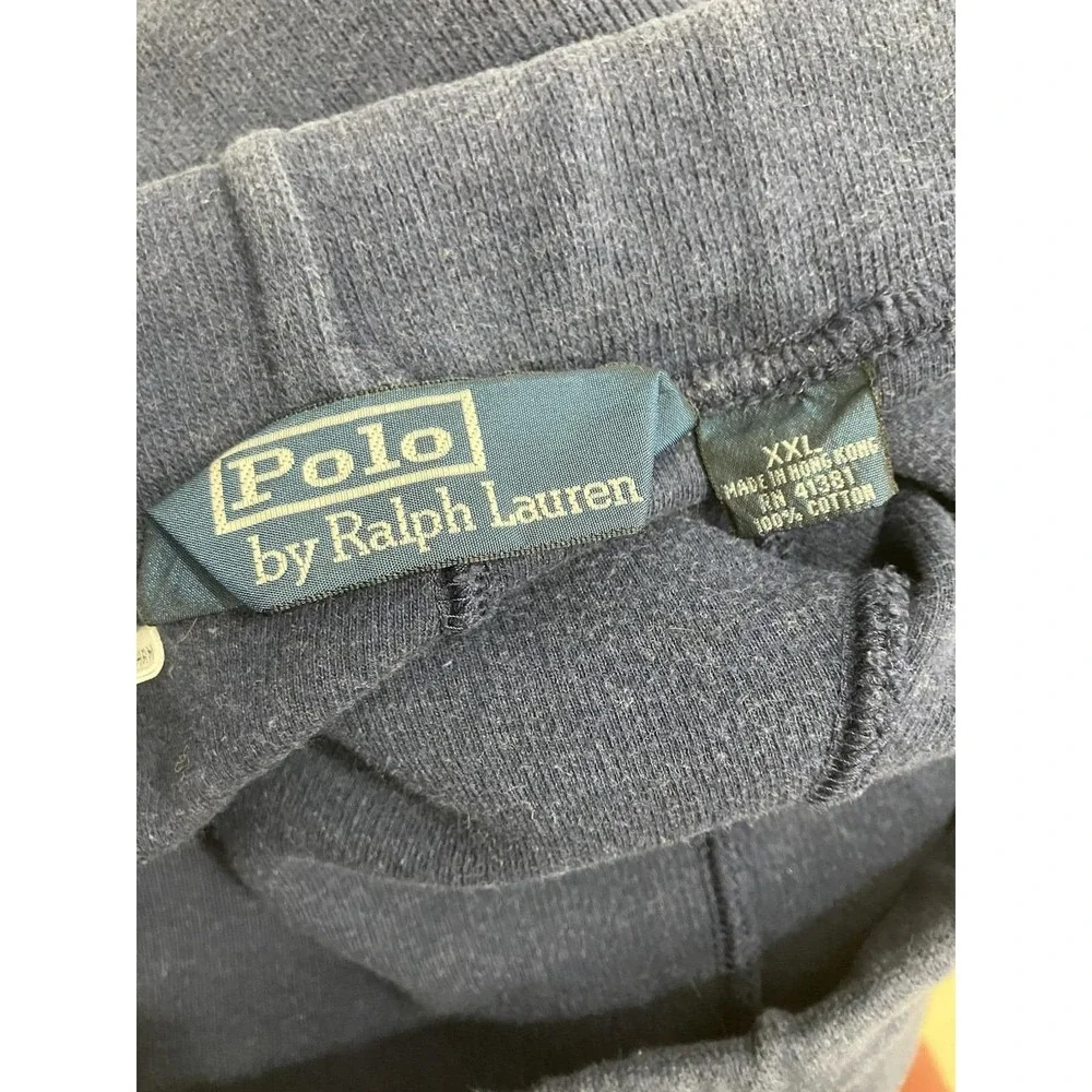 VTG Polo Ralph Lauren Pants Men's XXL Tapered Drawstring Pony Logo Navy‎ Blue